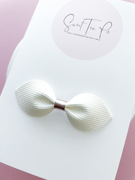 White Graph Petite Hair Bow