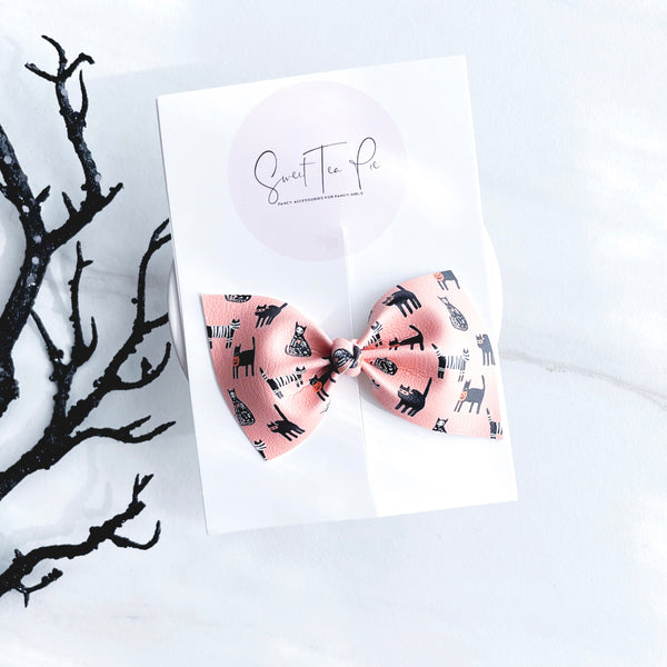Skeleton Cats Knot Hair Bow