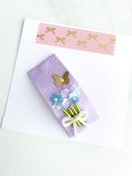 Orchid Purple Floral Bouquet Sequin Snap Clip