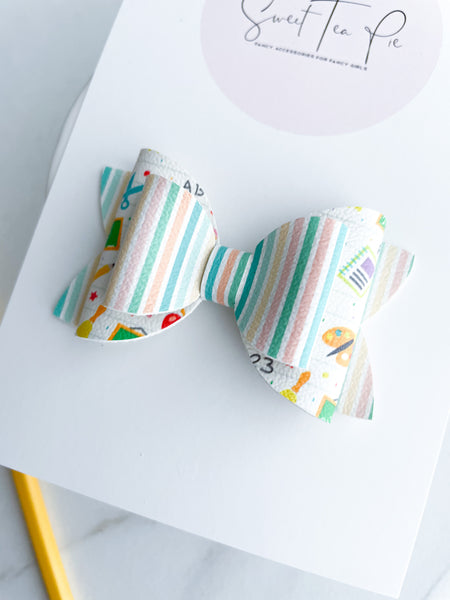 Back to School Double Loop Hair Bow