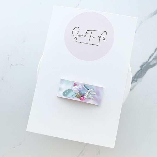 Rainbow and Clouds Sequin Snap Clip - #5