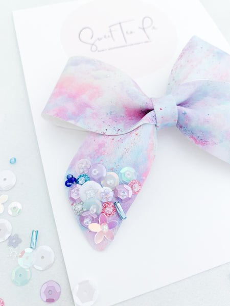 Just Like Magic Sequin Dripped Schoolgirl Bow