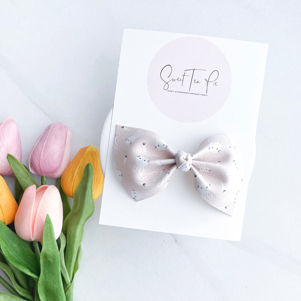 Neutral Bunny Knot Hair Bow