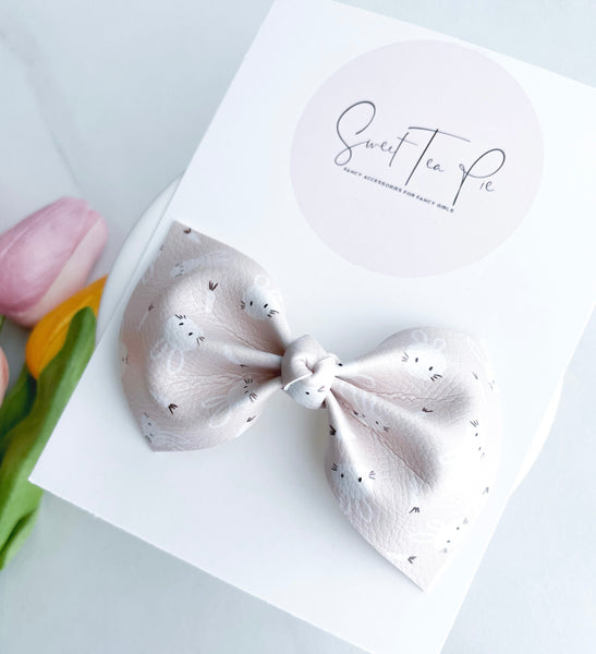 Neutral Bunny Knot Hair Bow