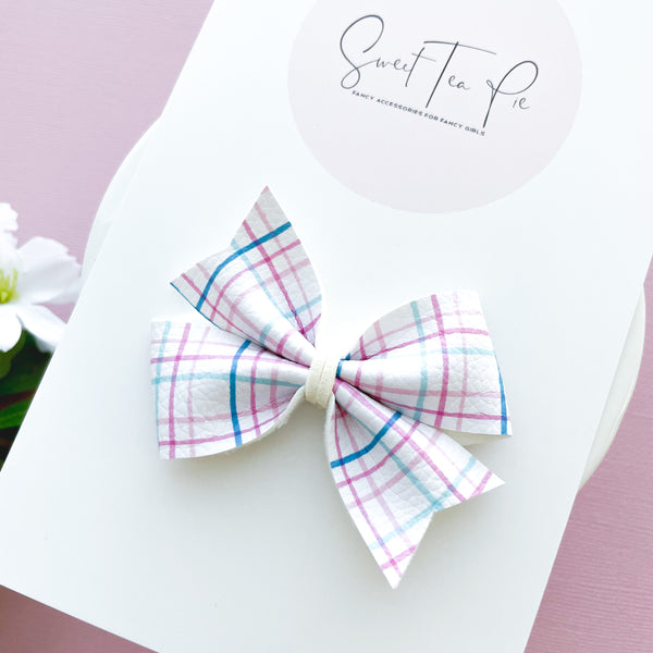 Spring Plaid Pinwheel Hair Bow