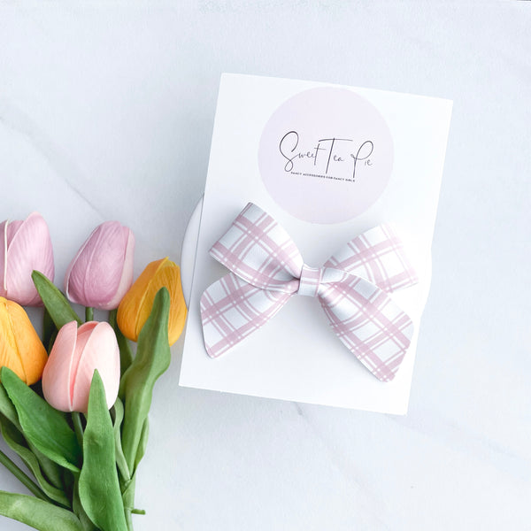 Blush Plaid Schoolgirl Bow