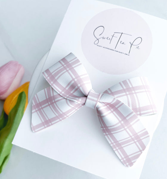 Blush Plaid Schoolgirl Bow