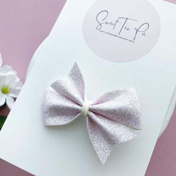 Light Pink Glitter Pinwheel Hair Bow