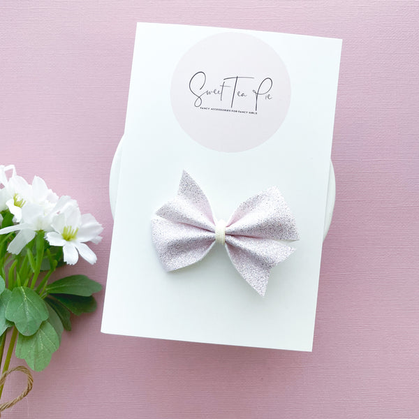 Light Pink Glitter Pinwheel Hair Bow