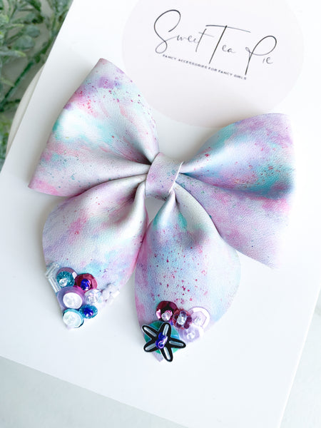 Starfish Sequin Glitter Sailor Bow