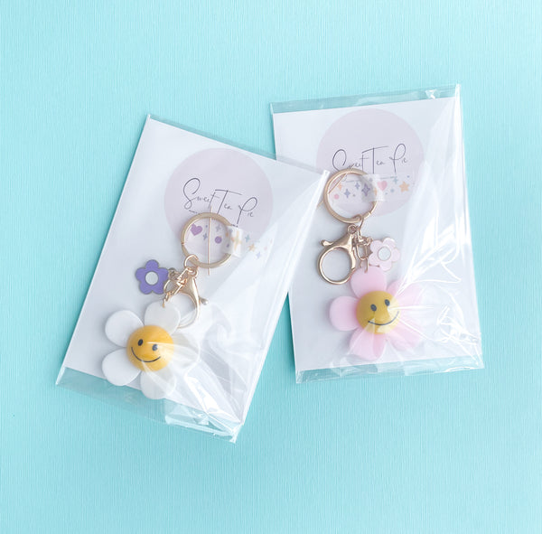 Pink Flower Power Keychain