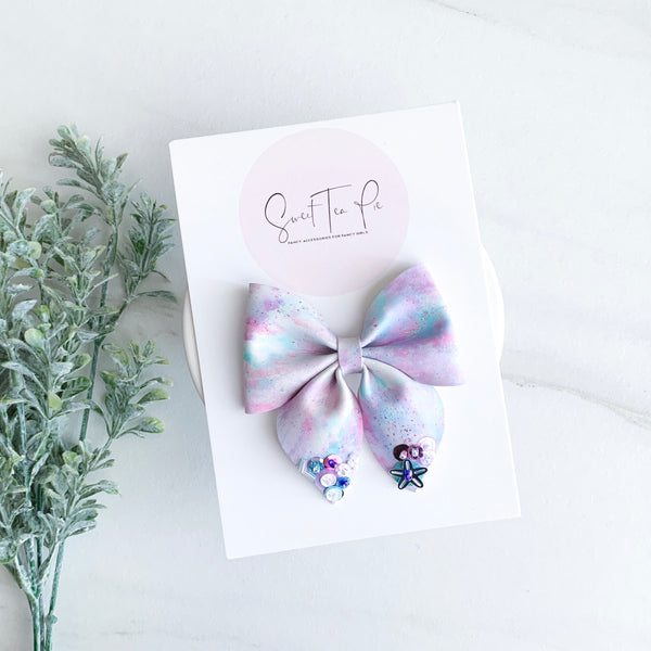 Starfish Sequin Glitter Sailor Bow