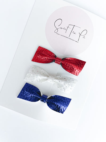 Baby Bow Set of 3 - Red, White and Blue